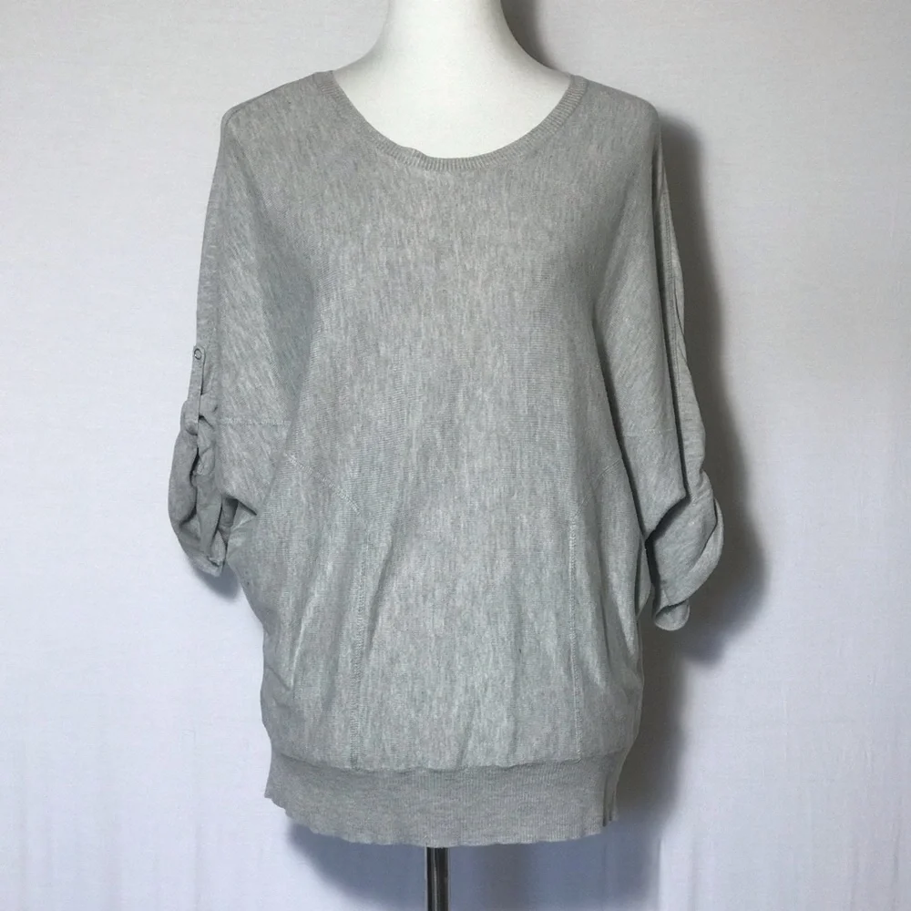 Willi Smith Gray Dolman 3/4 Sleeve Tunic Sweater